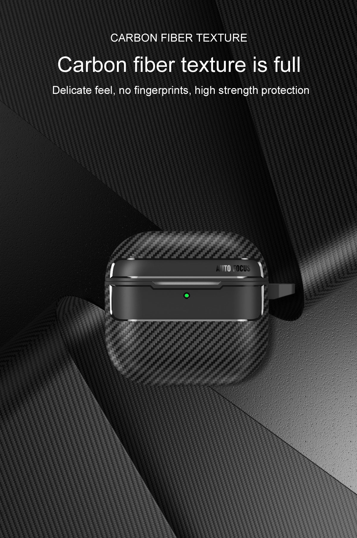 Textured AirPods Case Cover "without" Carabiner Ring - Black