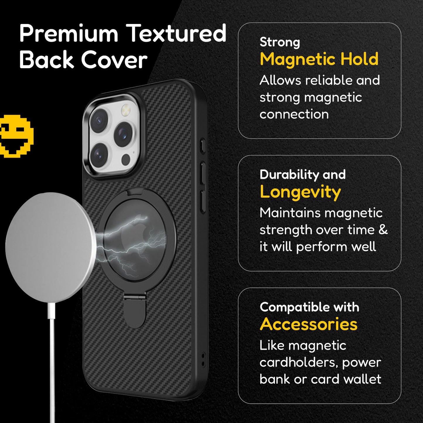 Premium Texture Solid Brown MagSafe Case with Magnetic Ring Stand