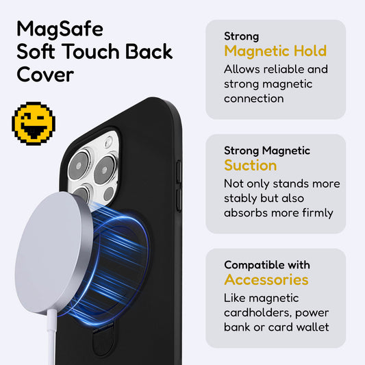Solid Black Soft Touch iPhone MagSafe Case With Magnetic Ring