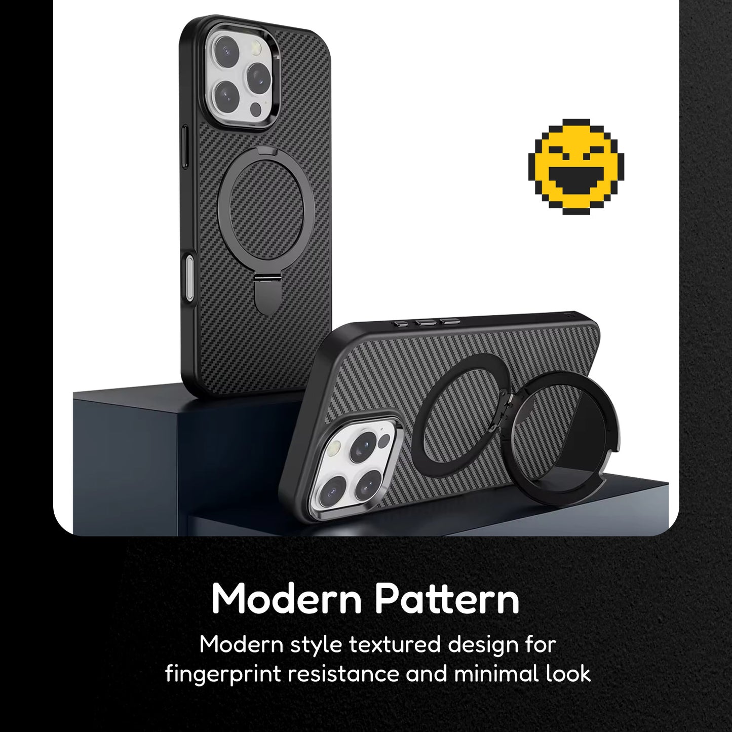 Premium Texture Solid Grey MagSafe Case with Magnetic Ring Stand