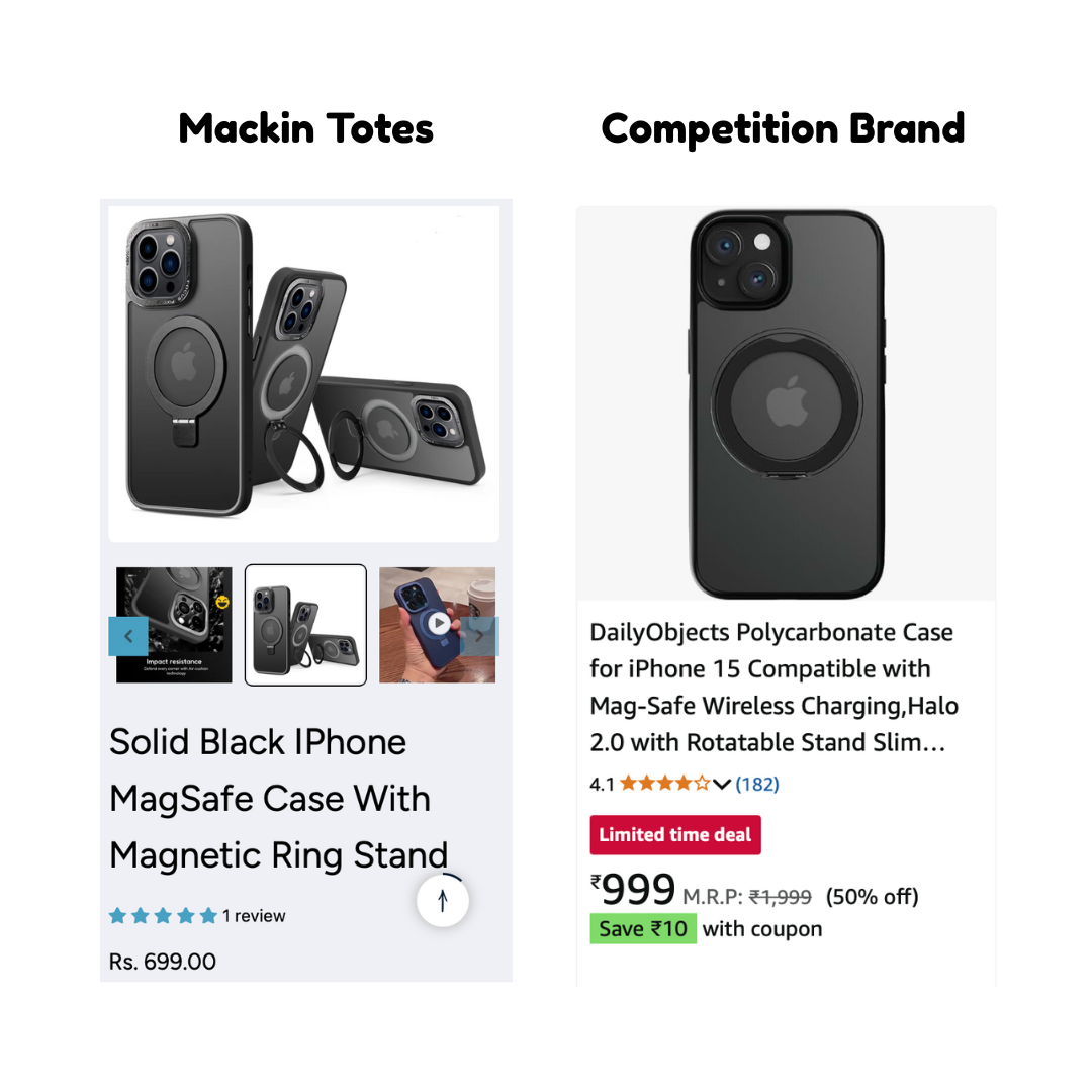 Solid Black iPhone MagSafe Case with Magnetic Ring Stand