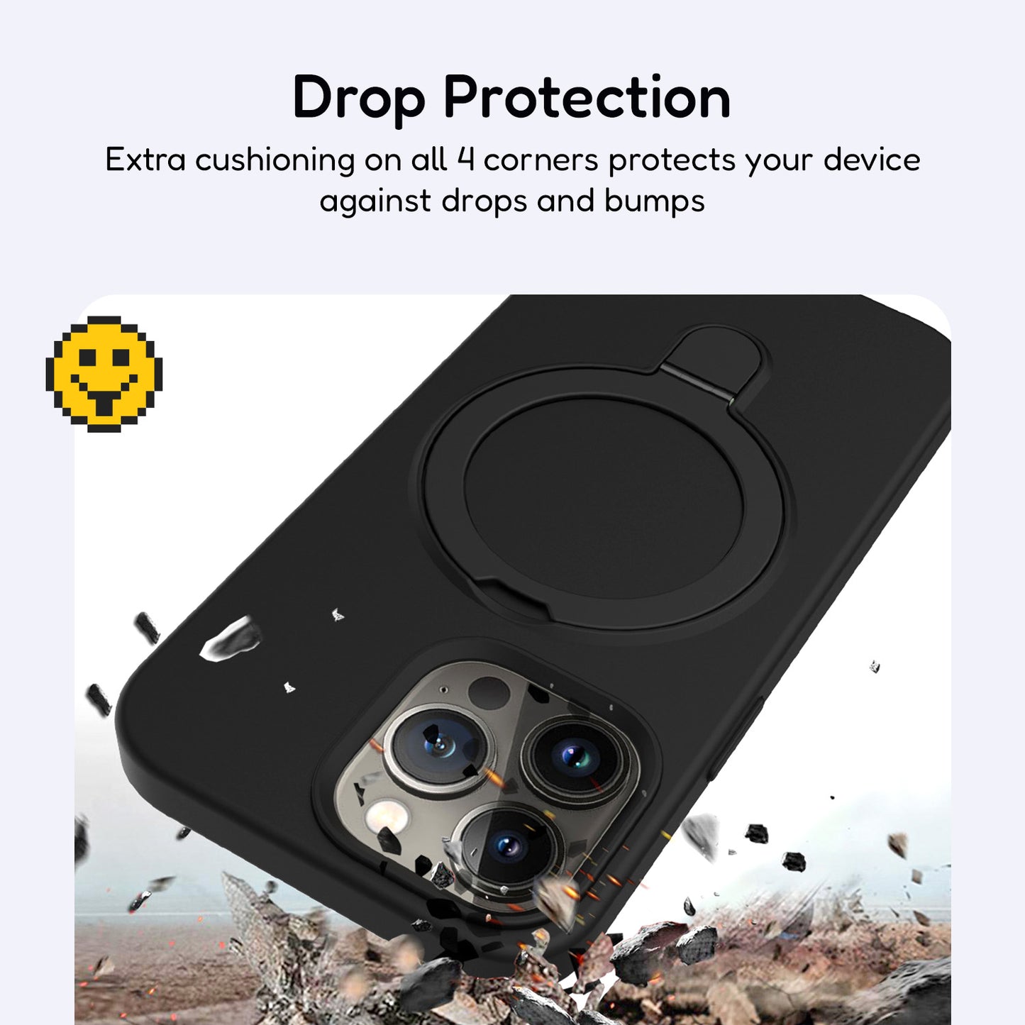 Solid Black Soft Touch iPhone MagSafe Case With Magnetic Ring