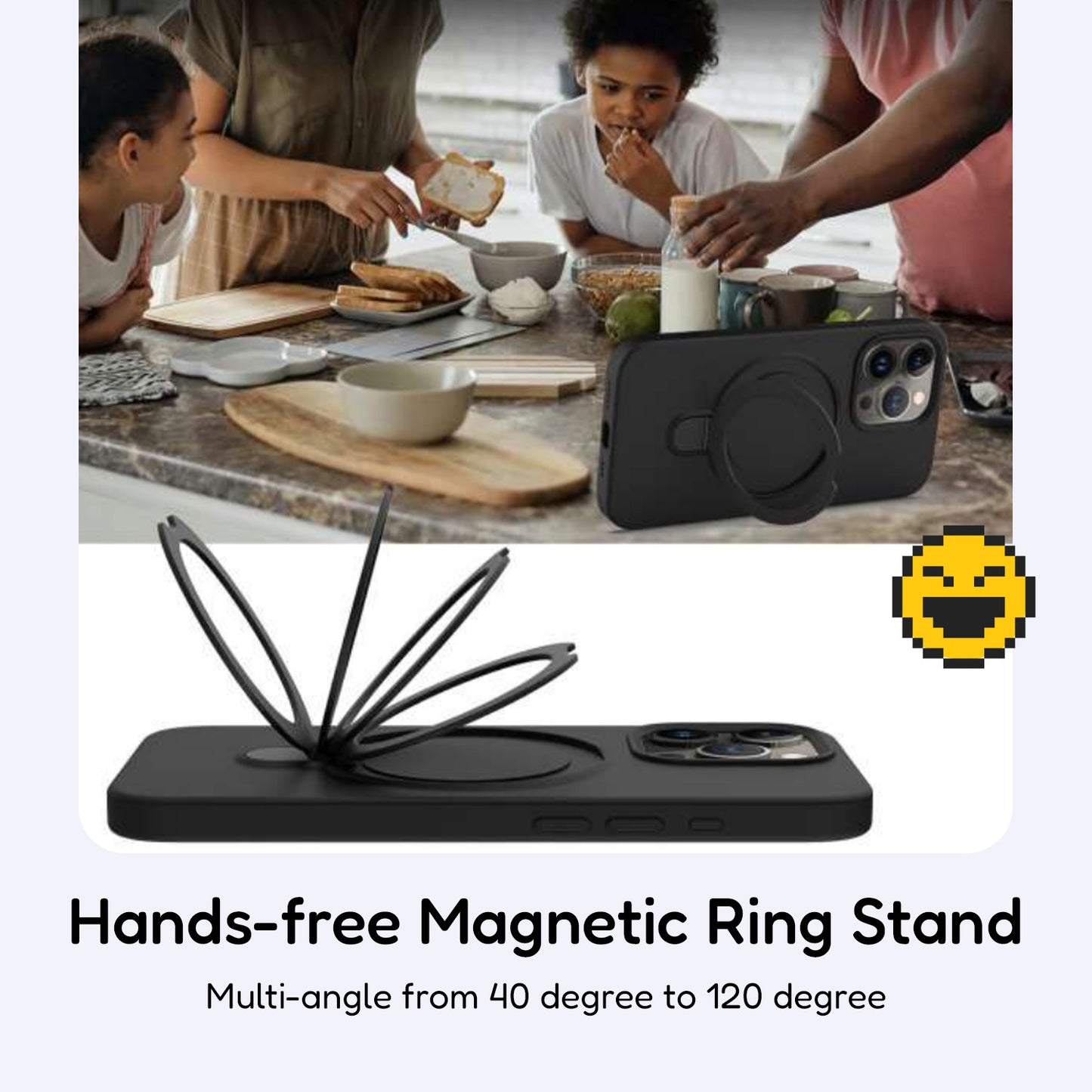 Solid Black Soft Touch iPhone MagSafe Case With Magnetic Ring