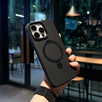 Premium Texture Solid Black MagSafe Case with Magnetic Ring Stand