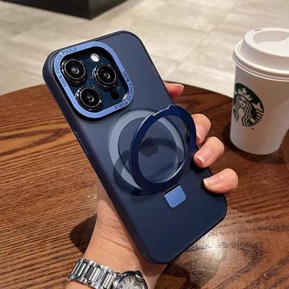 Solid Blue iPhone MagSafe Case with Magnetic Ring Stand