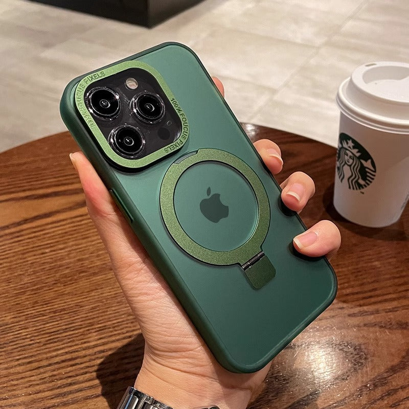 Solid Green iPhone MagSafe Case with Magnetic Ring Stand