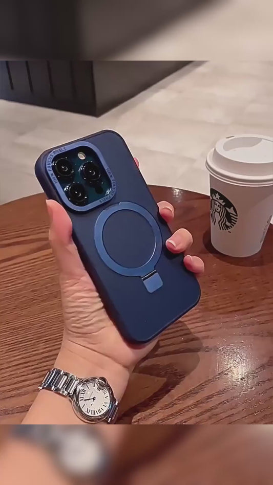 Solid Black iPhone MagSafe Case with Magnetic Ring Stand